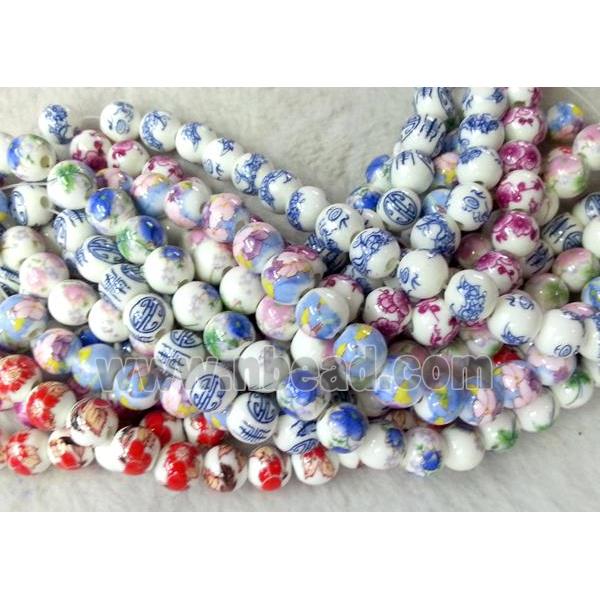 round Porcelain beads, mixed color