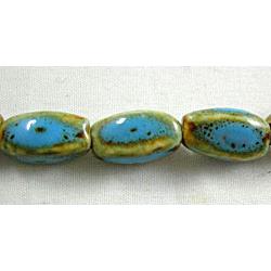 Turquoise Color Oriental Porcelain Charm Twist Beads
