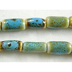 Turquoise Color Oriental Porcelain Charm Tube Beads