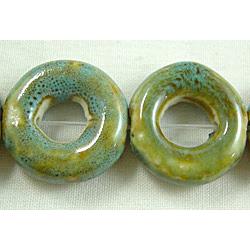 Turquoise Color Oriental Porcelain donuts Beads
