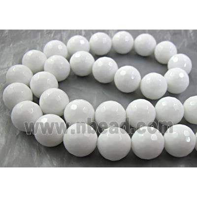 White Porcelain Beads, faceted-round