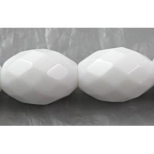 White Porcelain Beads, faceted, rice