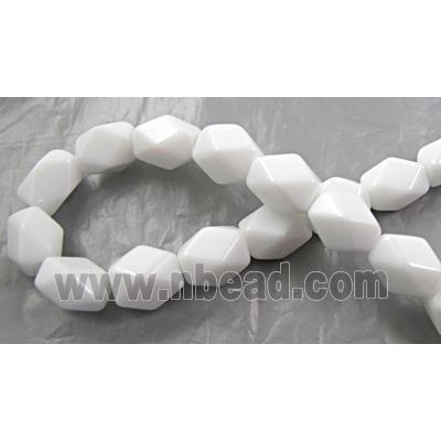 White Porcelain Beads, faceted, erose