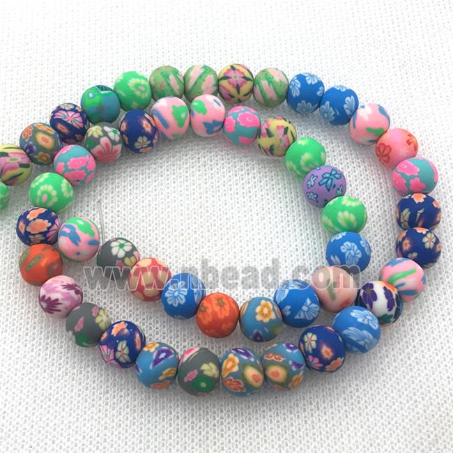 round Polymer Clay Fimo Beads with painted, mix color