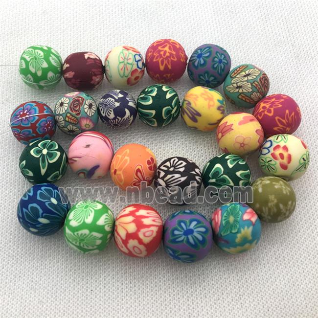 round Polymer Clay Fimo Beads with painted, mix color