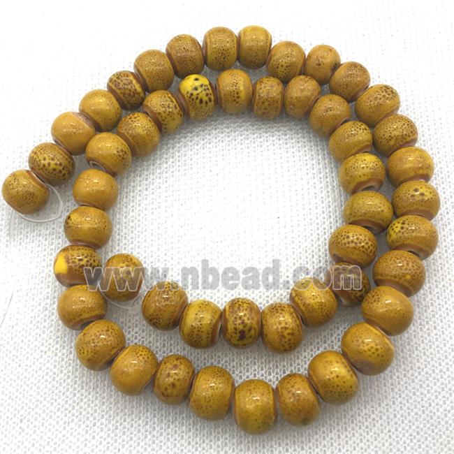 yellow Oriental Porcelain beads, round