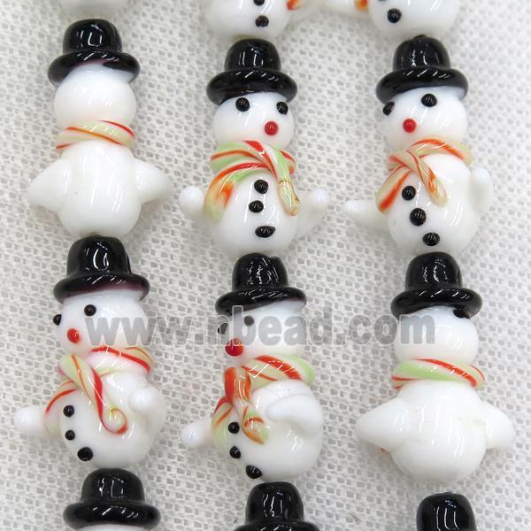 Lampwork glass snowman beads