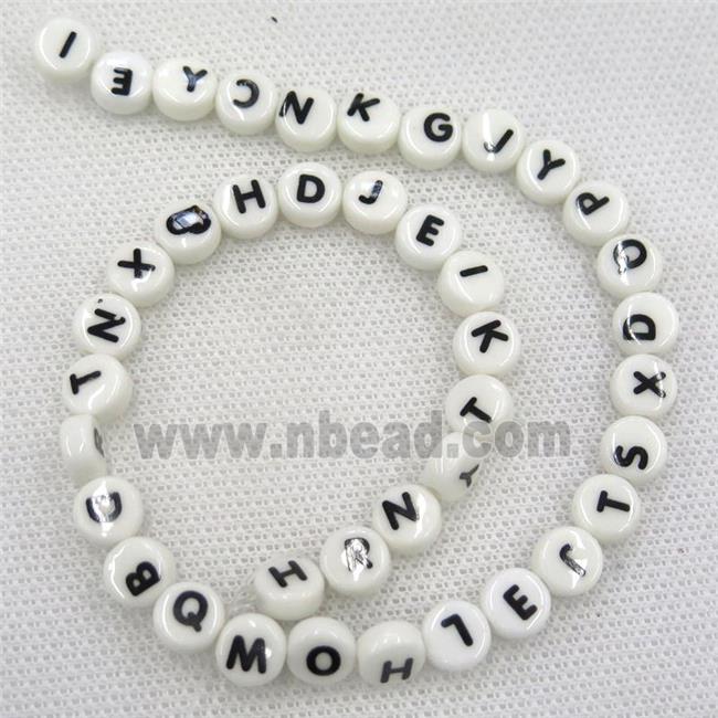white Oriental Porcelain letter beads, mixed alphabet