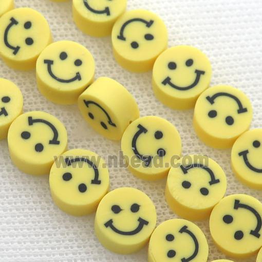 yellow Polymer Clay Fimo Beads, emoji