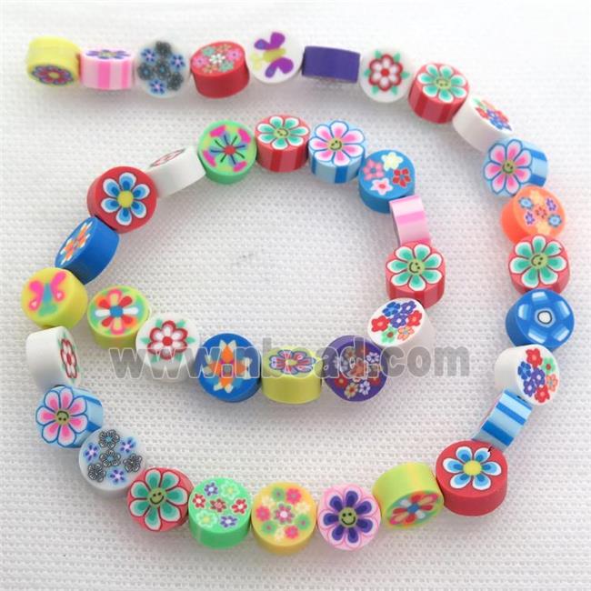 Polymer Clay Fimo Beads, flower, mixed color