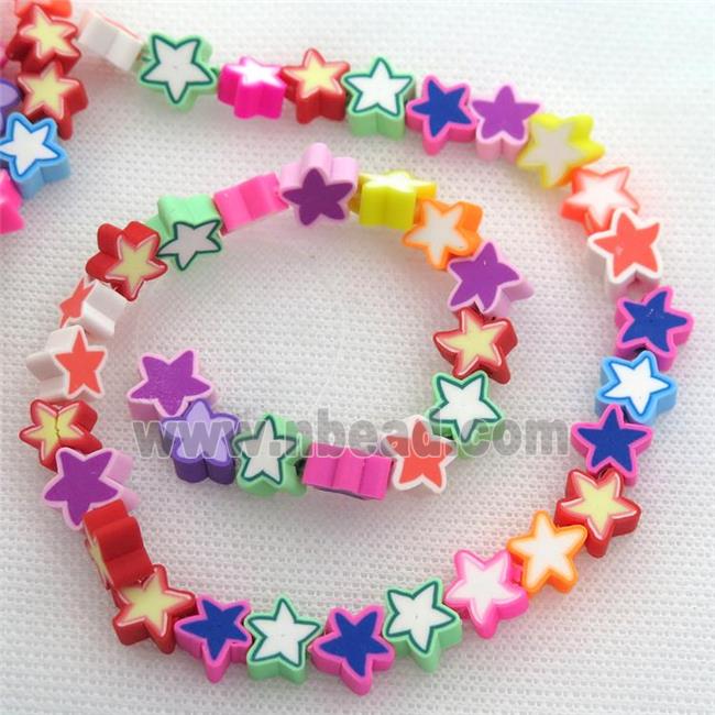 Polymer Clay Fimo star Beads, mix