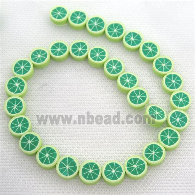 Polymer Clay Fimo lemon Beads, green