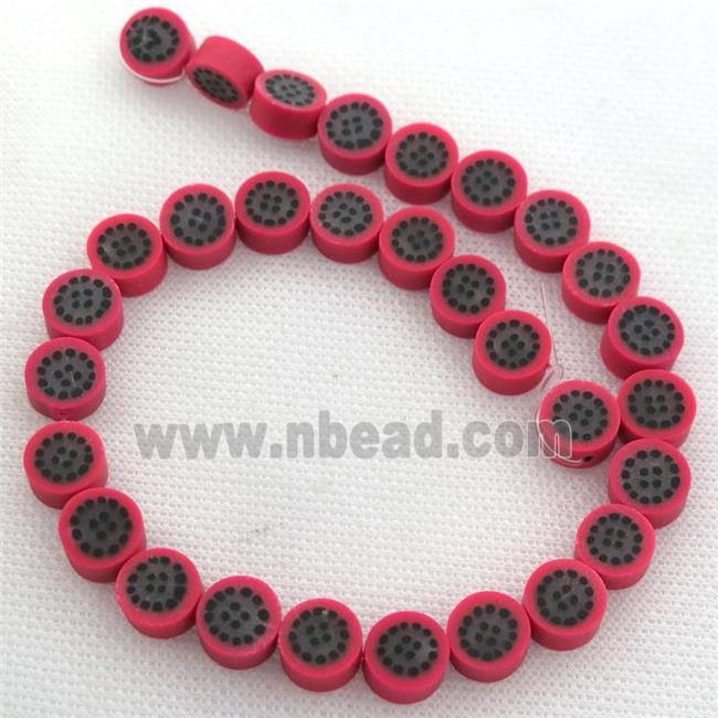 Polymer Clay Fimo Beads, Dragon fruit, red