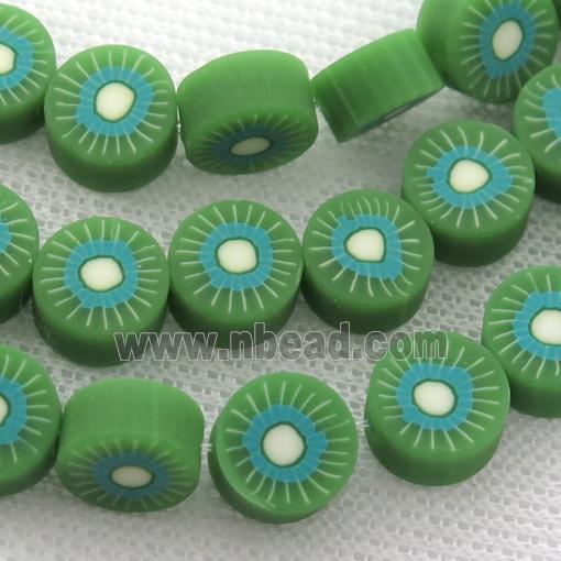 Polymer Clay Fimo Beads, Kiwifruit, green