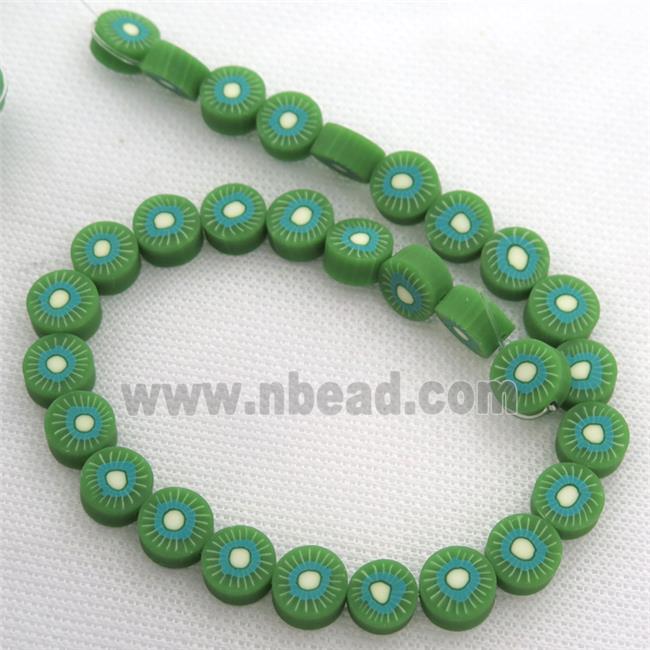 Polymer Clay Fimo Beads, Kiwifruit, green