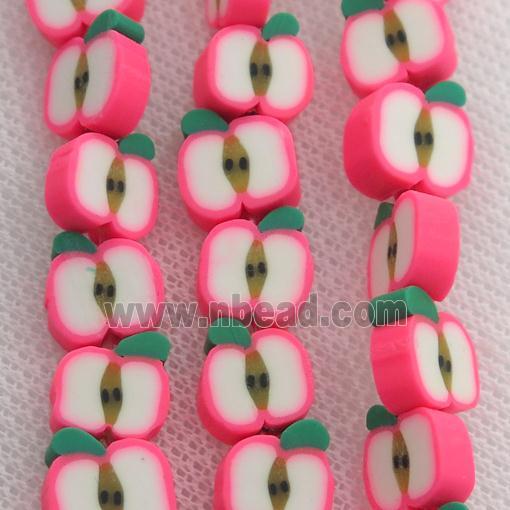 Polymer Clay Fimo Beads, apple, pink