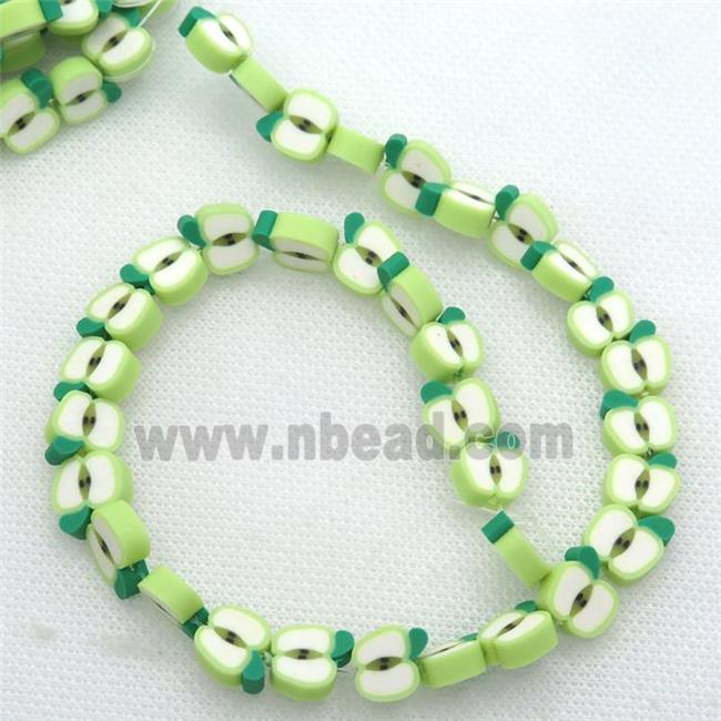 Polymer Clay Fimo Beads, green apple