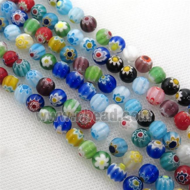 Millefiori Glass round beads, mix