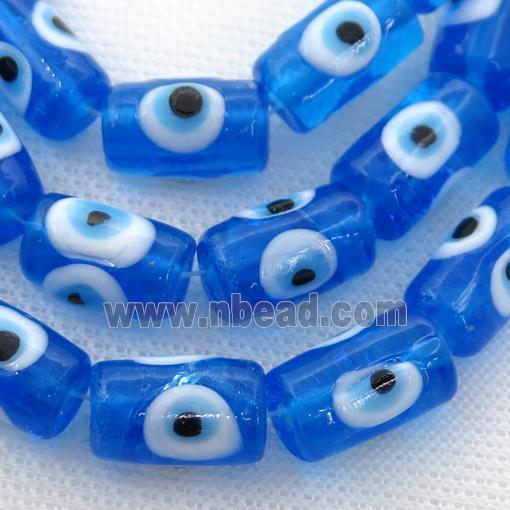 handmade blue Lampwork Glass tube Beads with evil eye