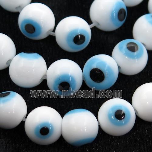 round white Lampwork Glass Beads with evil eye