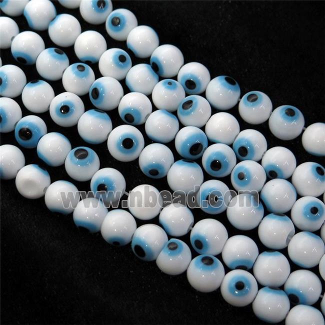 round white Lampwork Glass Beads with evil eye