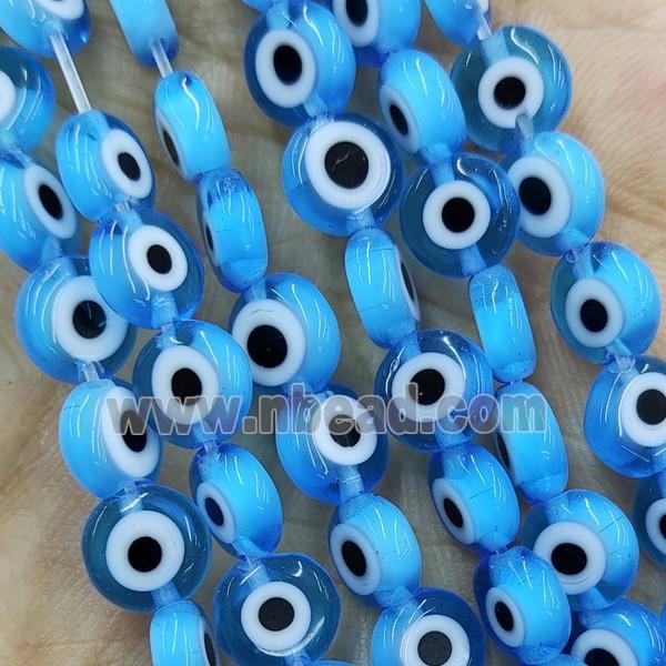 Blue Lampwork Glass Circle Beads Evil Eye
