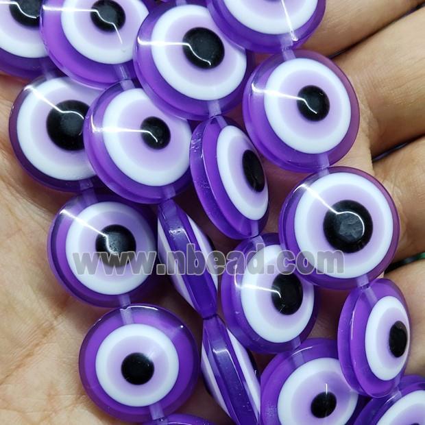 Purple Resin Circle Evil Eye Beads