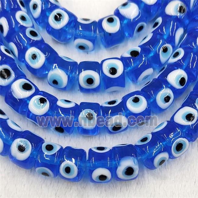 Skyblue Lampwork Glass Heishi Beads With Evil Eye