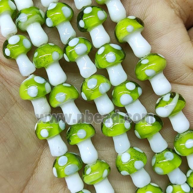 Olive Lampwork Mushroom Beads