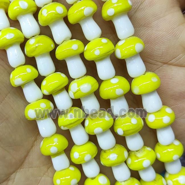 Yellow Lampwork Mushroom Beads