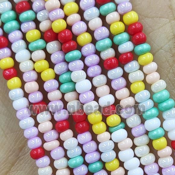 Lampwork Glass Rondelle Beads Tiny Smooth Electroplated