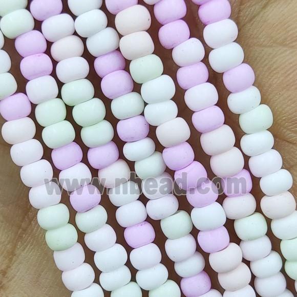 Lampwork Glass Rondelle Beads Matte Mixed Color