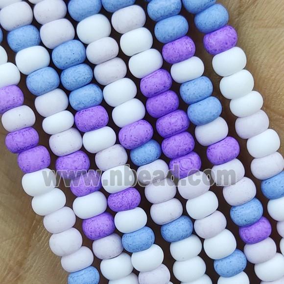 Multicolor Lampwork Glass Rondelle Beads Matte