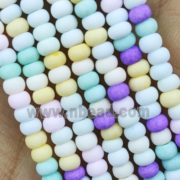 Multicolor Lampwork Glass Rondelle Beads Matte