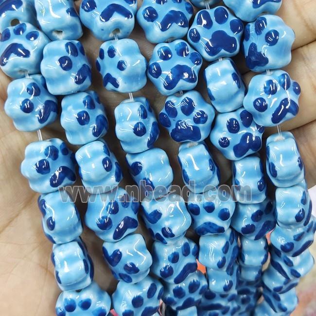 Blue Lampwork Glass Paws Beads