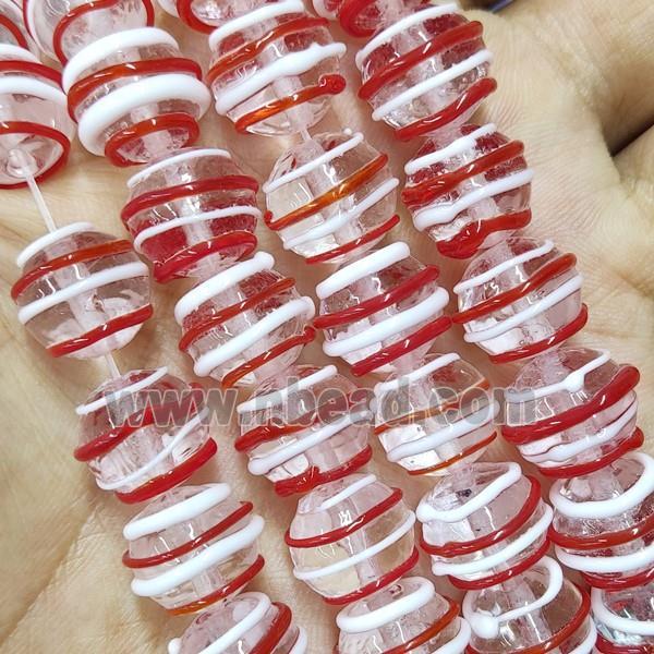 Round Lampwork Glass Beads Line Red