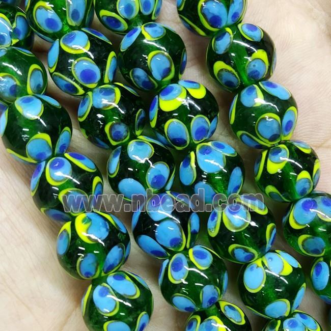 Round Lampwork Glass Beads Greenblue