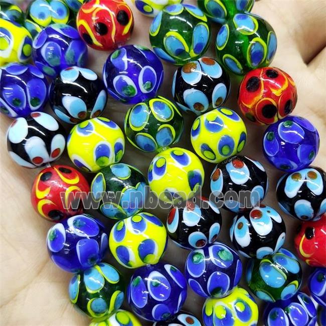 Round Lampwork Glass Beads Mix Color
