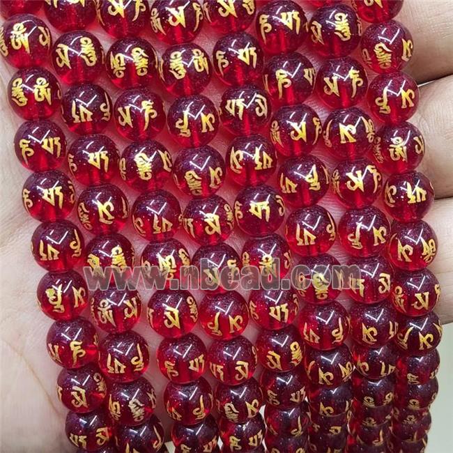 Red Glass Beads Round Buddhist