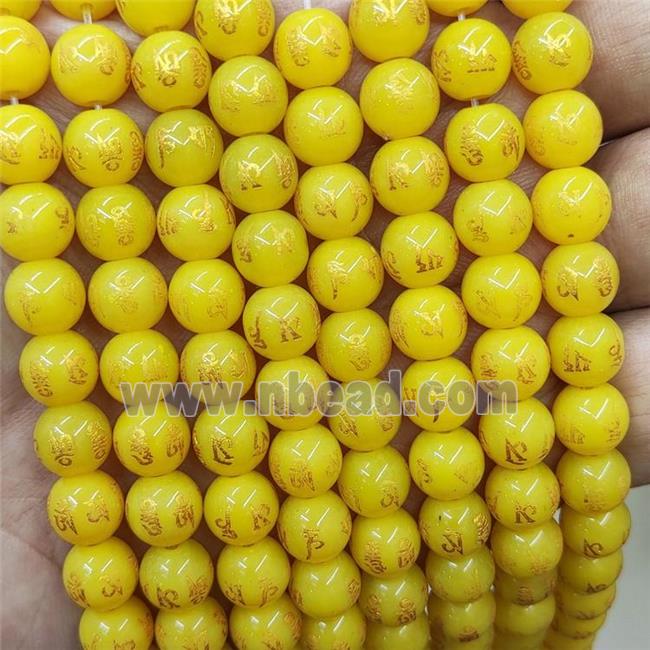 Yellow Glass Beads Round Buddhist