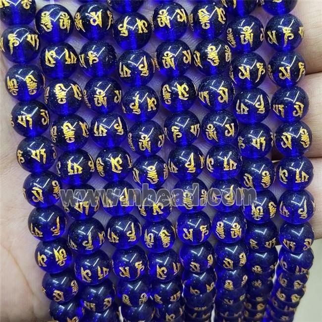 Blue Glass Beads Round Buddhist