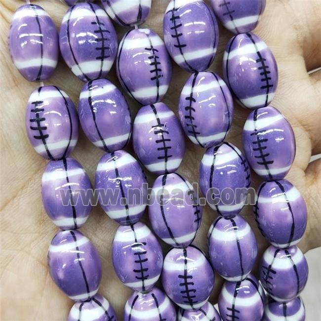 Purple Porcelain Rugby Beads American Football Rice