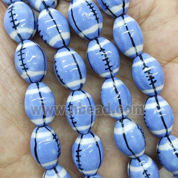Blue Porcelain Rugby Beads American Football Rice