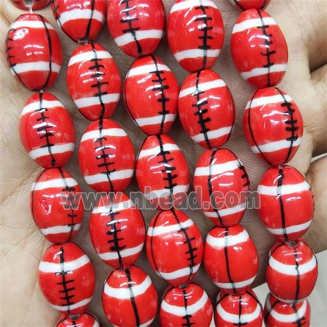 Red Porcelain Rugby Beads American Football Rice