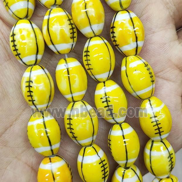 Yellow Porcelain Rugby Beads American Football Rice