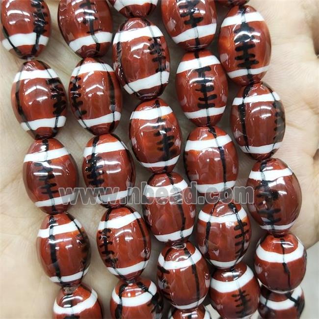 Brown Porcelain Rugby Beads American Football Rice