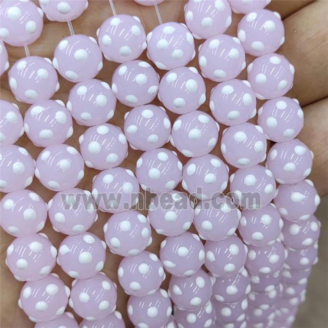 Pink Lampwork Glass Beads Spot Round