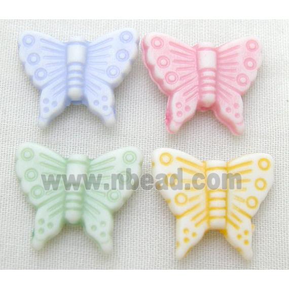 colorful Plastic Beads, mixed, Butterfly