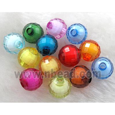 Acrylic beads, faceted round, mixed color