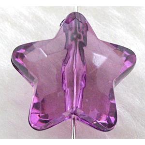Star Acrylic Bead,Transparent, Deep purple